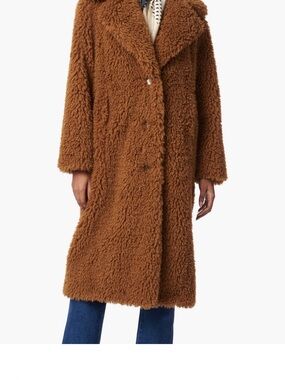 Bernardo Teddy Faux Shearling Coat - Chestnut Brown